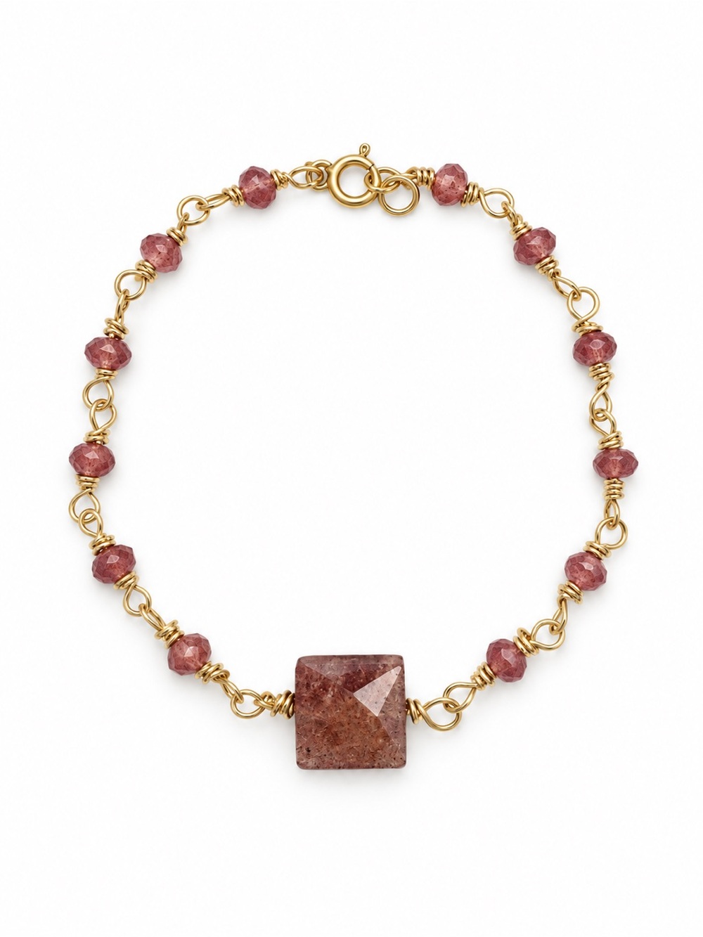 AWB8 Strawberry Quartz Gold Bracelet